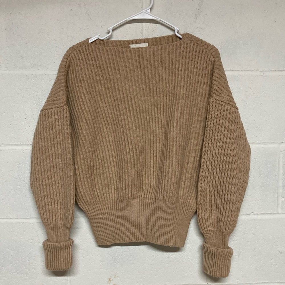 Merino Wool Tan Boatneck Sweater